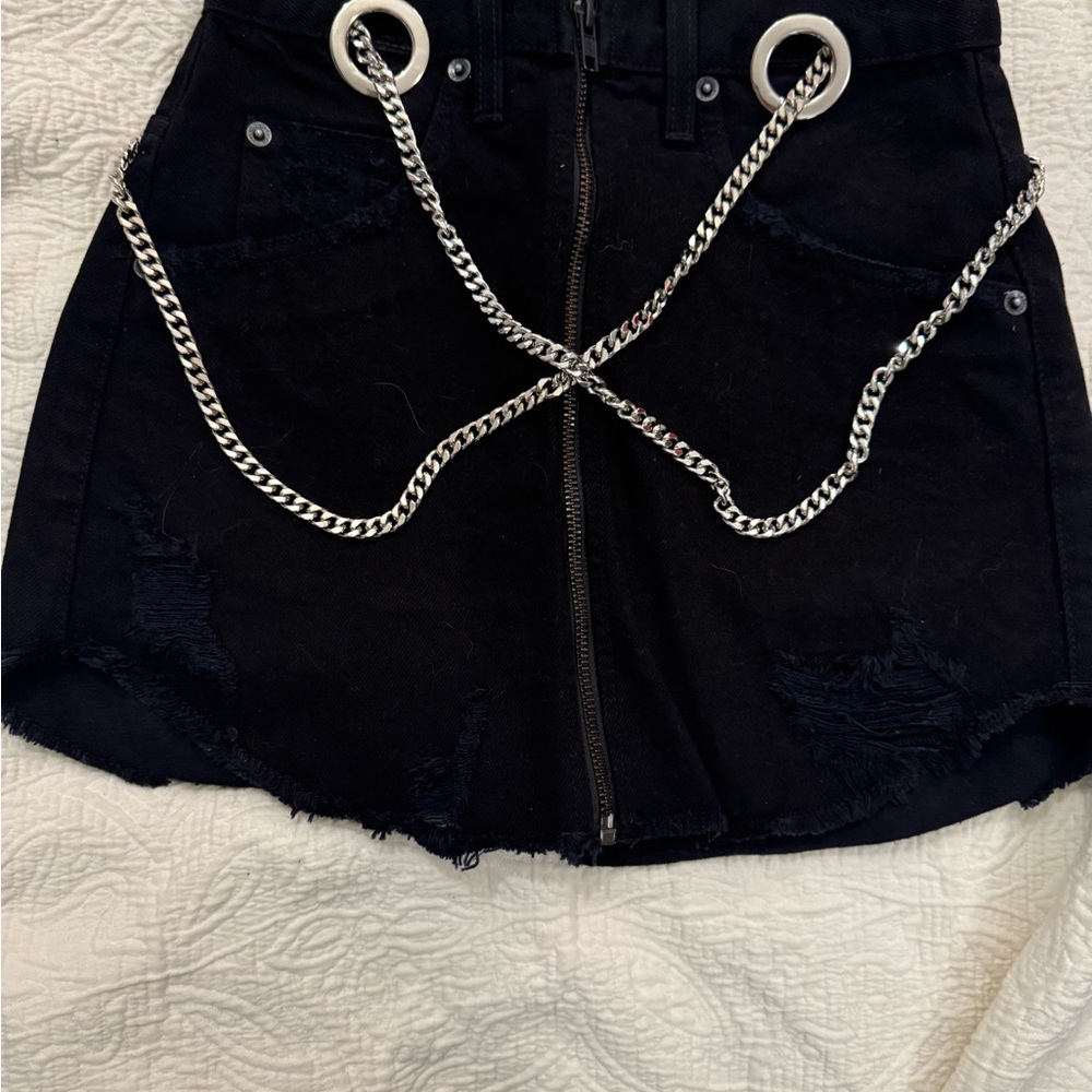 Black Skirt with Silver Chain Detail